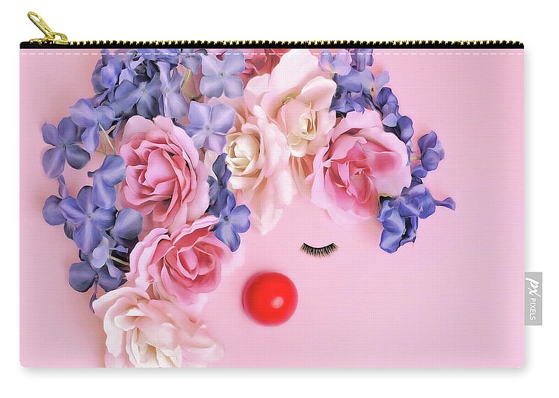 Clown's Nose Carry-all Pouch featuring the photograph Face Made From Flowers And False by Juj Winn
