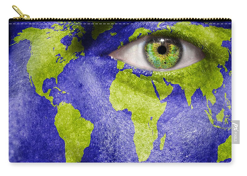Art Zip Pouch featuring the photograph Face the World Map by Semmick Photo