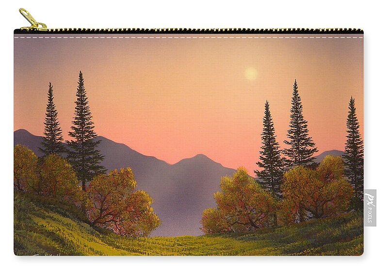 Mountains Zip Pouch featuring the painting Fading Light by Frank Wilson