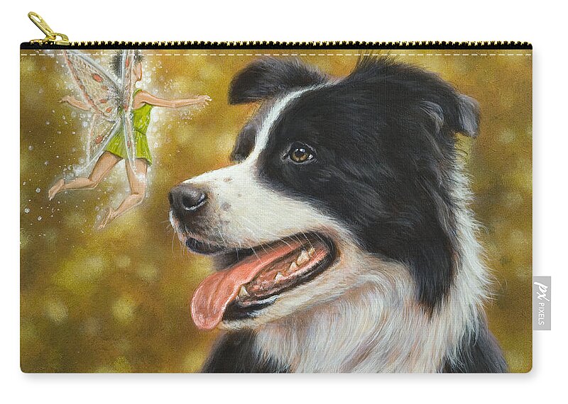 Dog Paintings Zip Pouch featuring the painting Faerie tales by John Silver