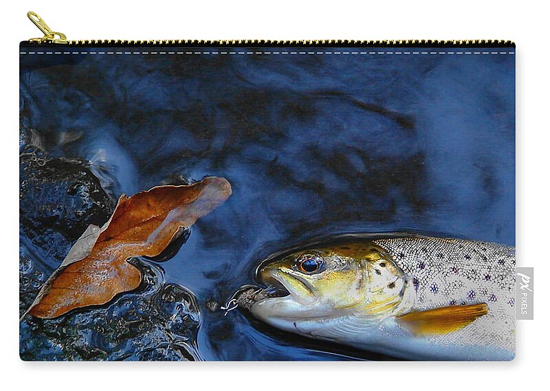 Trout Carry-all Pouch featuring the photograph Fall Brown Trout by Thomas Young