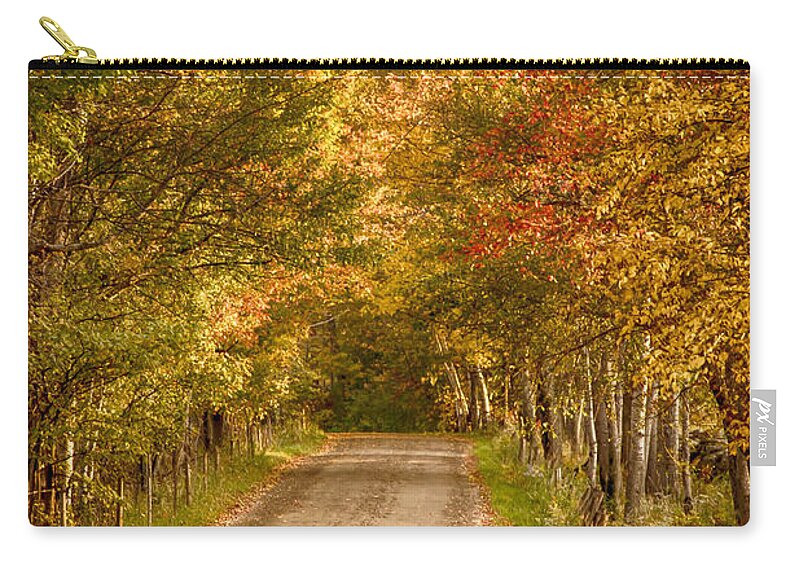 Autumn Foliage New England Zip Pouch featuring the photograph Fall color along a Peacham Vermont backroad by Jeff Folger