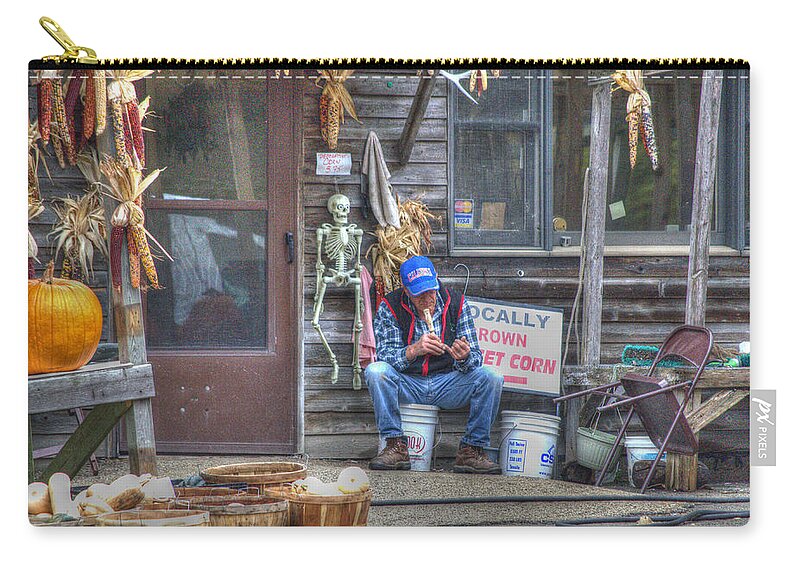 Farmer Zip Pouch featuring the photograph Fall Farmer's Market by Jim Shackett