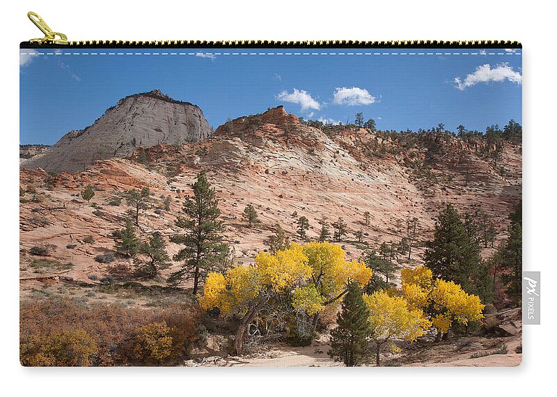 Nature Zip Pouch featuring the photograph Fall Season at Zion National Park by John M Bailey