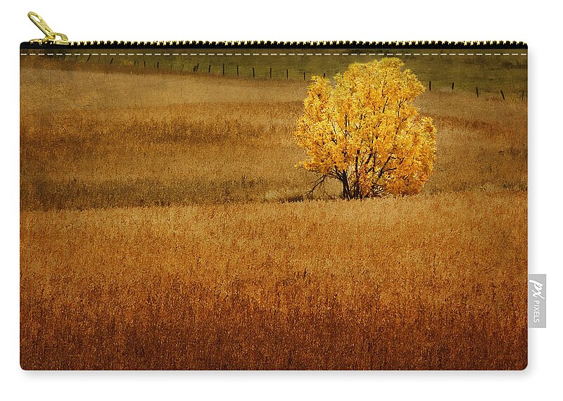 Agricultural Zip Pouch featuring the photograph Fall Tree and Field #1 by Nikolyn McDonald