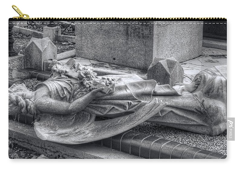 Graveyard Zip Pouch featuring the photograph Fallen Angel by Wayne Sherriff