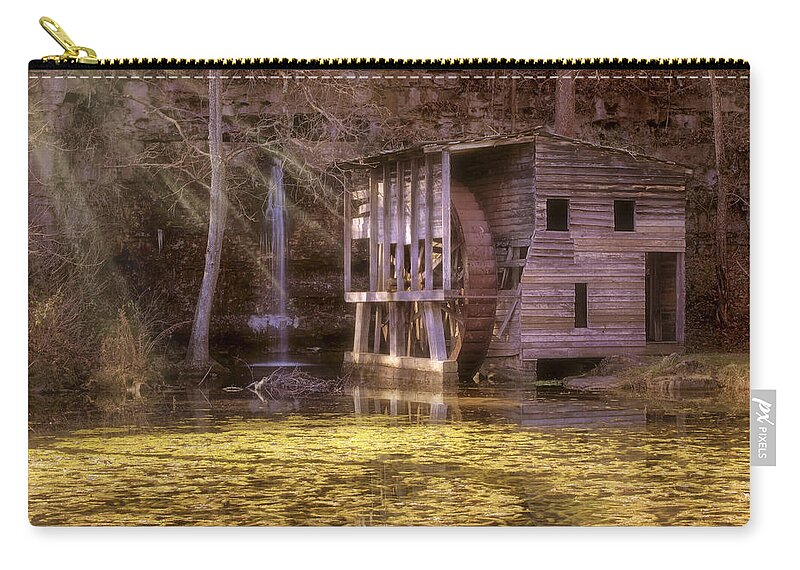 Falling Spring Mill Zip Pouch featuring the photograph Falling Spring Mill - Missouri - Mark Twain National Forest by Jason Politte