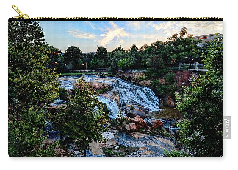 Greenville South Carolina Reedy River Zip Pouch featuring the photograph Falls Park on the Reedy by Carol Montoya