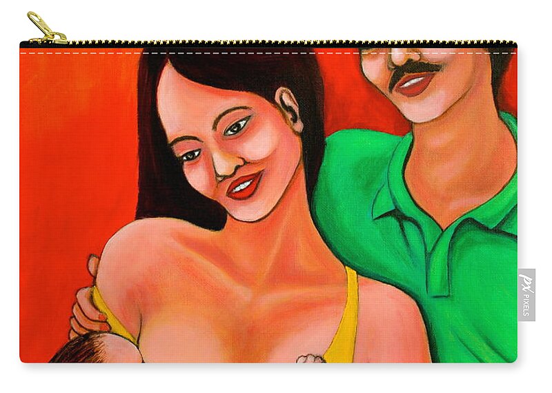 Family Zip Pouch featuring the painting Family by Cyril Maza