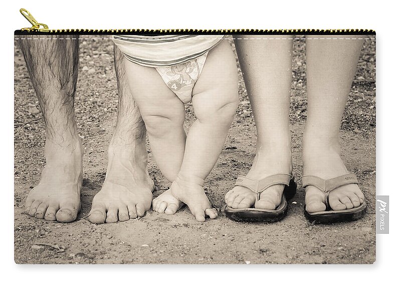Bill Pevlor Zip Pouch featuring the photograph Family Feets by Bill Pevlor