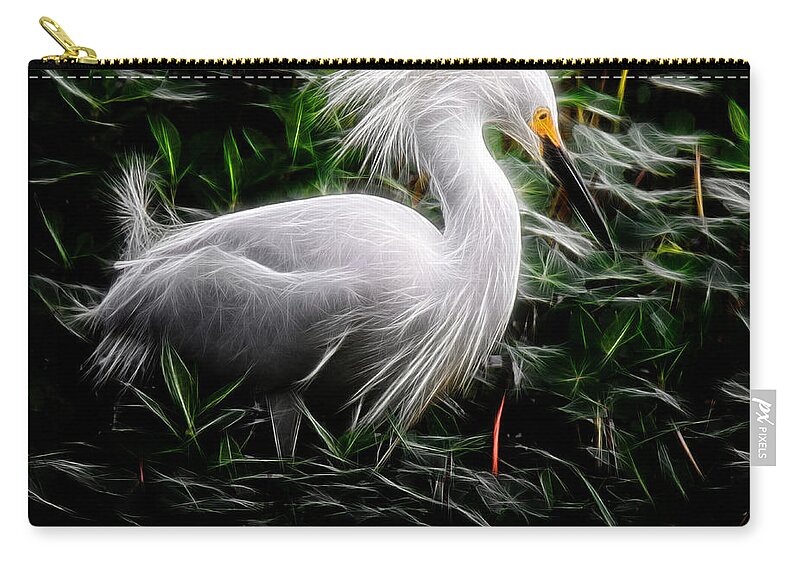 Egret Zip Pouch featuring the photograph Fancy Feathers by Lucy VanSwearingen