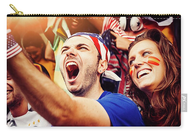 Crowd Zip Pouch featuring the photograph Fans Of Different Nations At The by Filippobacci