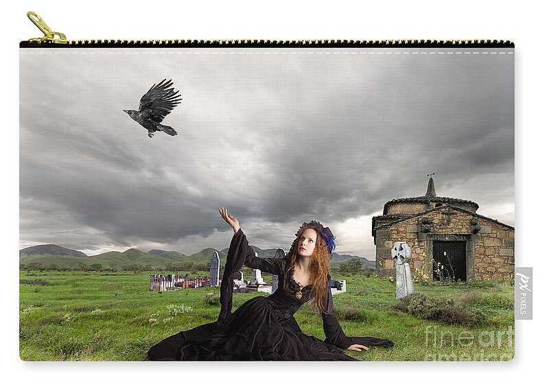 Crow Zip Pouch featuring the digital art Farewell my Love by Linda Lees