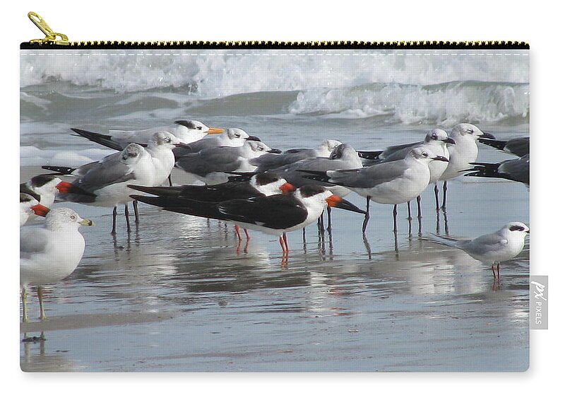 Animals Zip Pouch featuring the photograph Feathered Friends by Ellen Meakin