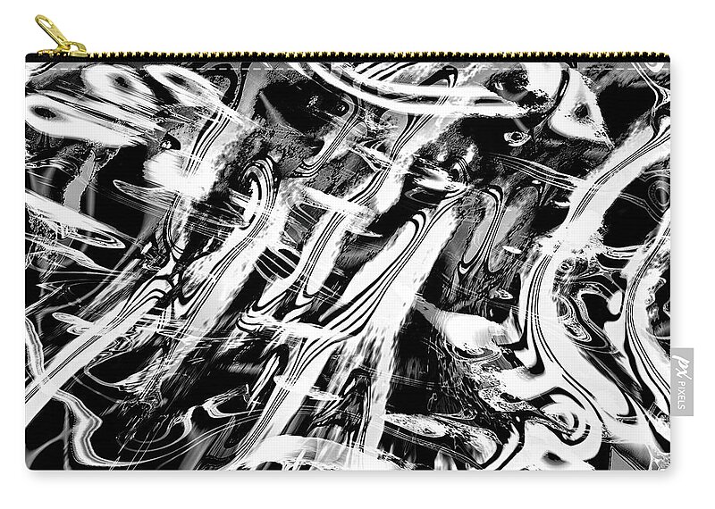 Modern Zip Pouch featuring the digital art Black and White Abstract by Kellice Swaggerty