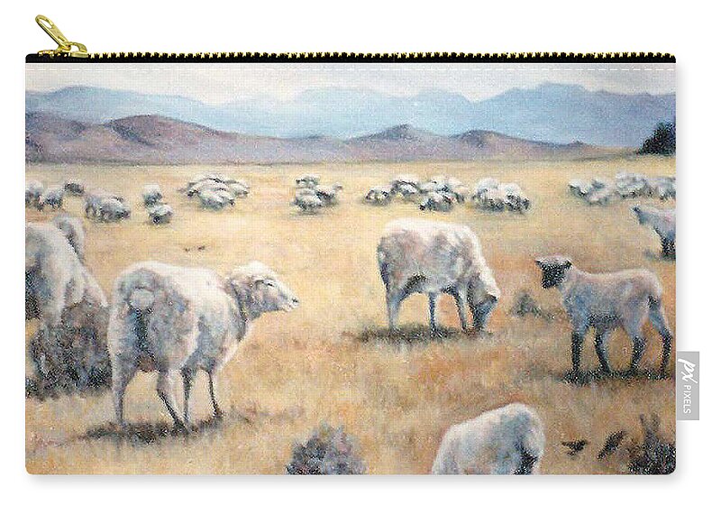 Nature Zip Pouch featuring the painting Feed my Sheep by Donna Tucker