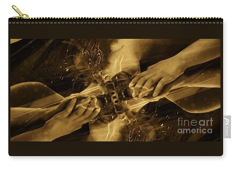 Sepia Zip Pouch featuring the photograph Feed The Beast by Jessica S