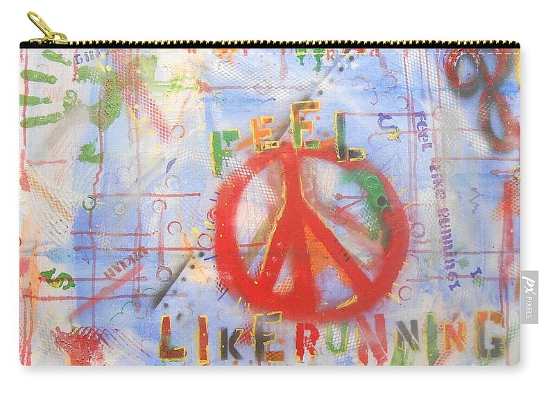 Abstract Zip Pouch featuring the painting Feel Like Running by GH FiLben