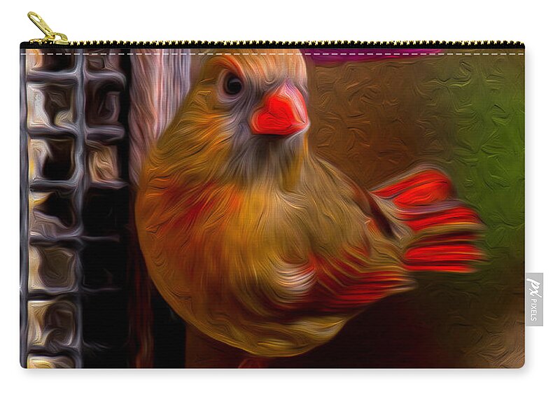 Female Northern Cardinal Zip Pouch featuring the photograph Female Northern Cardinal by Robert L Jackson