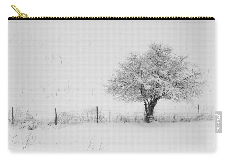 Fence Carry-all Pouch featuring the photograph Fence line in the Wintertime by Holden The Moment