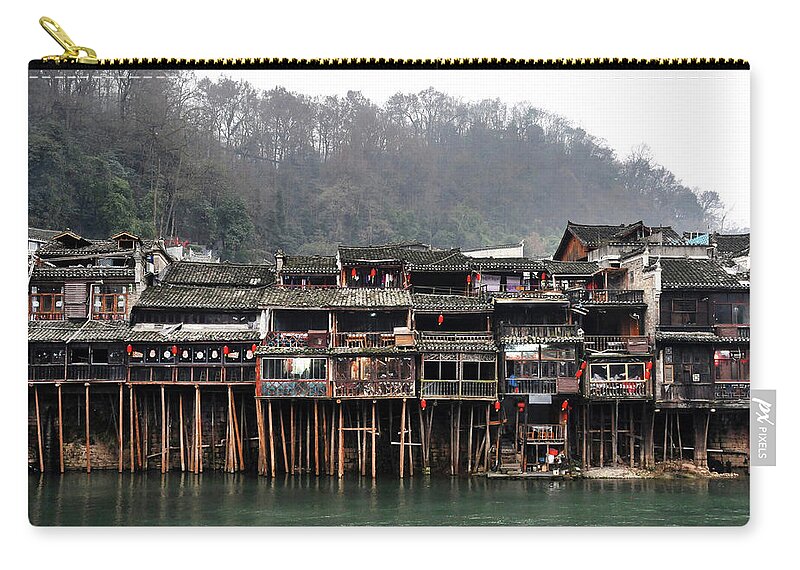 Tranquility Zip Pouch featuring the photograph Fenghuang Ancient Town by Melindachan