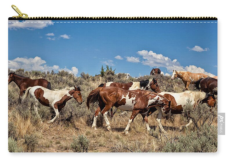 Feral Horses Zip Pouch featuring the photograph Feral and Free by Kathleen Bishop