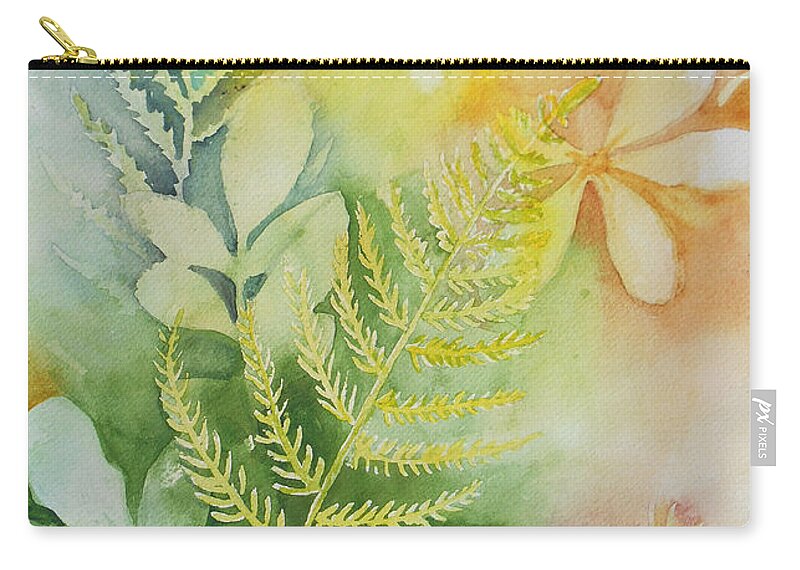Ferns Zip Pouch featuring the painting Ferns 'n' Leaves by Christine Lathrop
