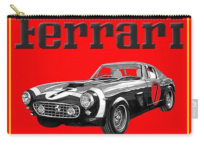 Canvas Prints Of 1961 Ferrari Gt 250 Zip Pouch featuring the drawing 1961 Ferrari G T 250 #2 by Jack Pumphrey