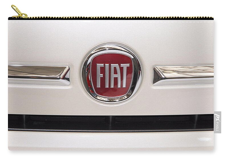 Fiat Zip Pouch featuring the photograph Fiat Logo by Valentino Visentini