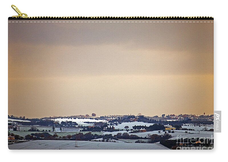 Fields Zip Pouch featuring the photograph Fields And Snow by Tim Holt