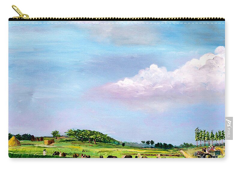 Painted Farm Carry-all Pouch featuring the painting Fields by Sarabjit Singh