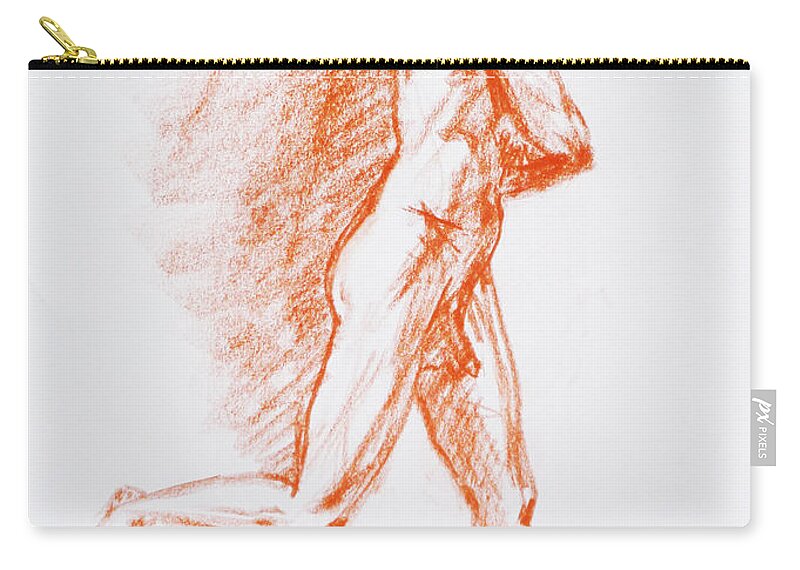 Man Zip Pouch featuring the drawing Figure Drawing Study III by Irina Sztukowski