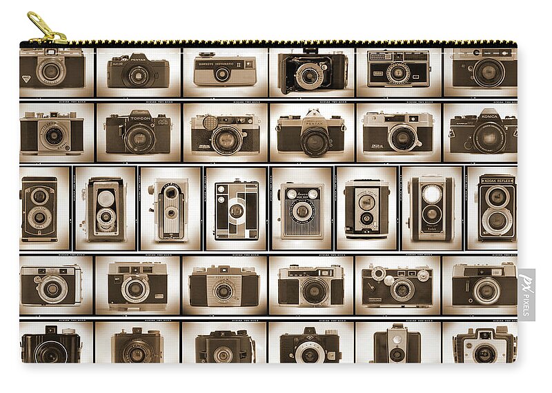 Vintage Cameras Carry-all Pouch featuring the photograph Film Camera Proofs by Mike McGlothlen
