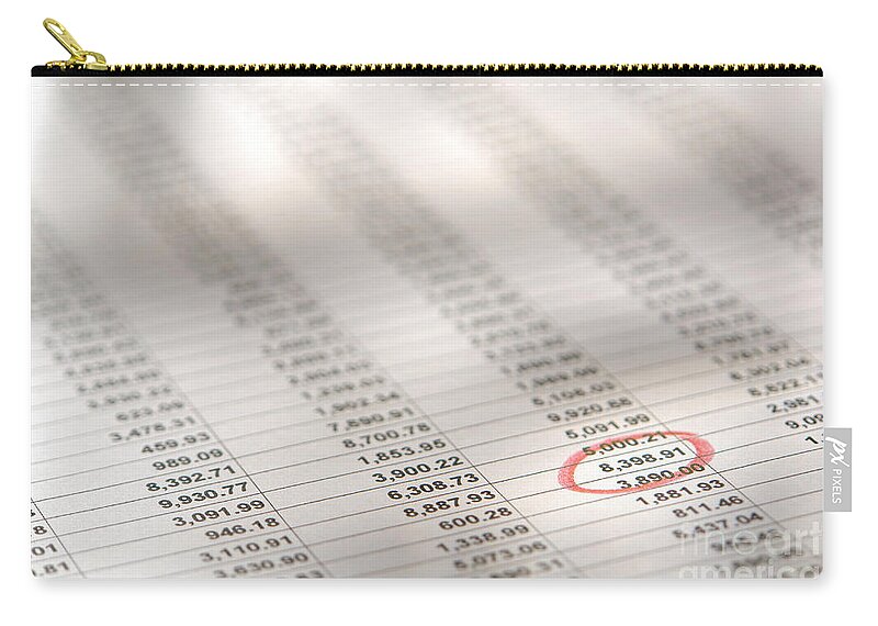 Account Zip Pouch featuring the photograph Financial Spreadsheet by Olivier Le Queinec