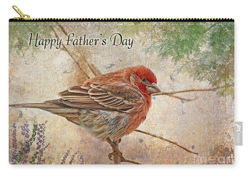 Nature Zip Pouch featuring the photograph Finch Greeting Card Father's Day by Debbie Portwood