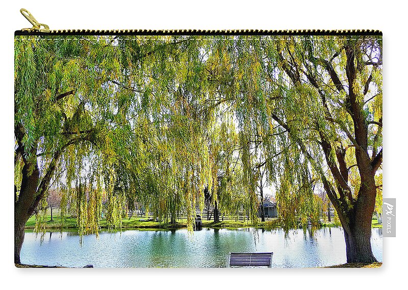 Finger Lakes Zip Pouch featuring the photograph Finger Lakes Weeping Willows by Mitchell R Grosky