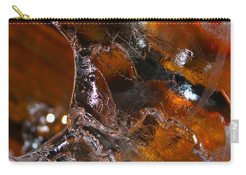 Gold Zip Pouch featuring the photograph Fire in Ice by Nina Silver
