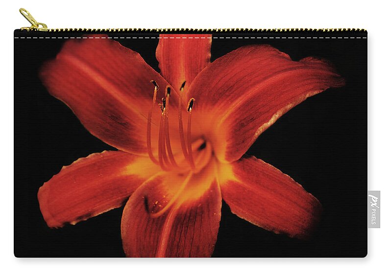 Lily Zip Pouch featuring the photograph Fire Lily by Michael Porchik