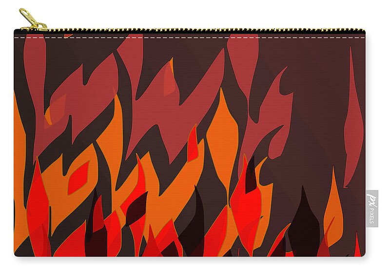 Fire Zip Pouch featuring the digital art Fire by Mary Bedy