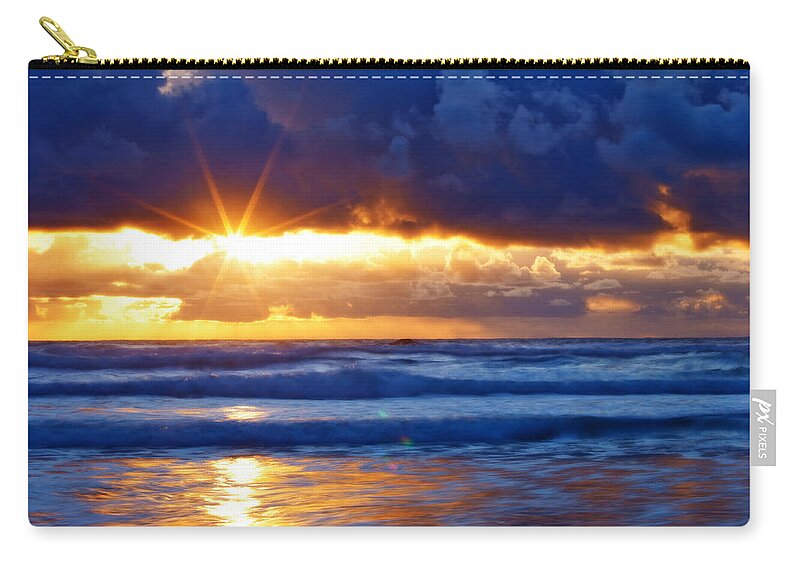 Sunset Zip Pouch featuring the photograph Fire on the Horizon by Darren White