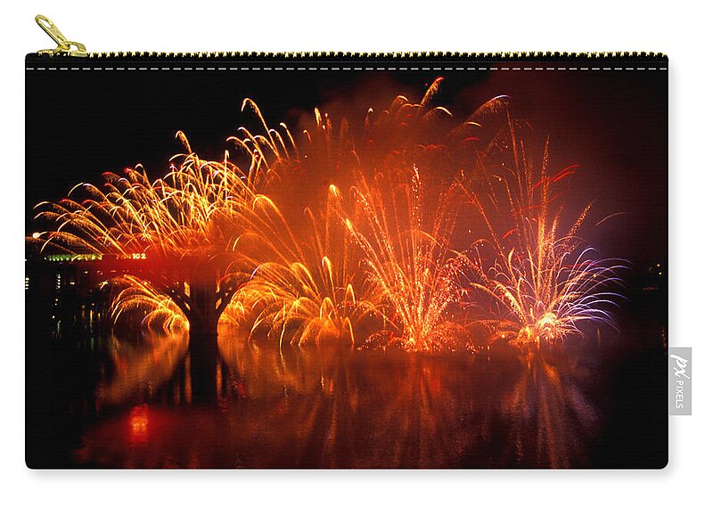 Fireworks Zip Pouch featuring the photograph Fire on the Water by Paul W Faust - Impressions of Light