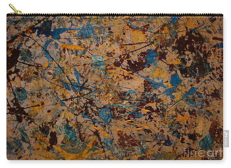 Time Zip Pouch featuring the painting Fire Work by Fereshteh Stoecklein