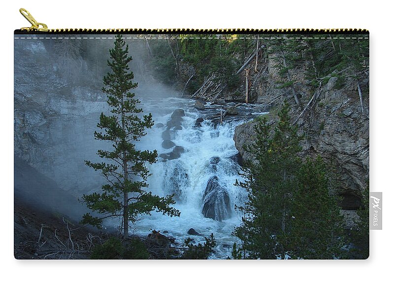 Waterfall Zip Pouch featuring the photograph Firehole Falls by Carl Moore
