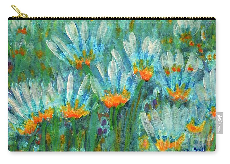 Orange Zip Pouch featuring the painting Firelight by Holly Carmichael