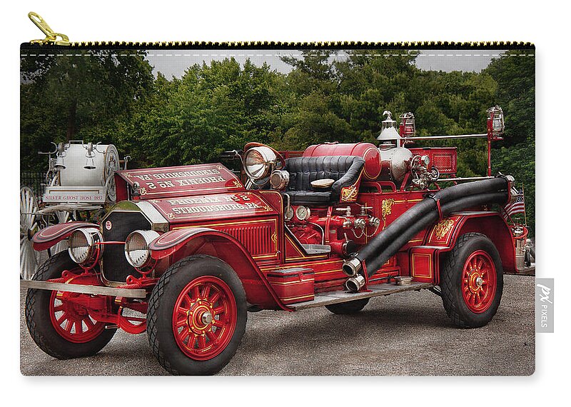 Savad Zip Pouch featuring the photograph Fireman - Phoenix No2 Stroudsburg PA 1923 by Mike Savad