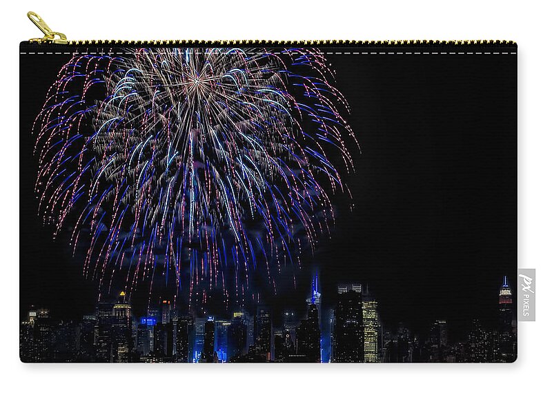 4th Of July Zip Pouch featuring the photograph Fireworks In New York City by Susan Candelario
