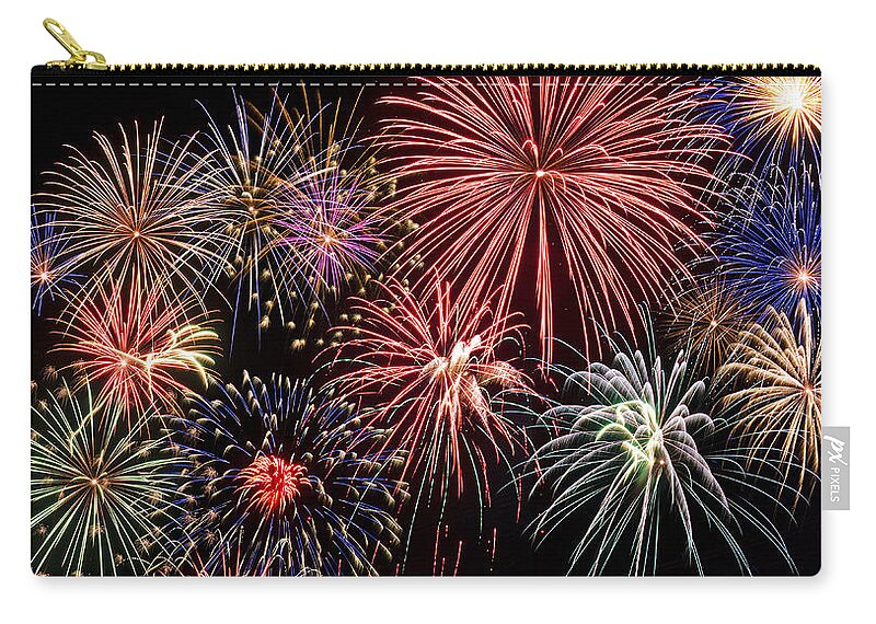 4th Zip Pouch featuring the photograph Fireworks Spectacular III by Ricky Barnard