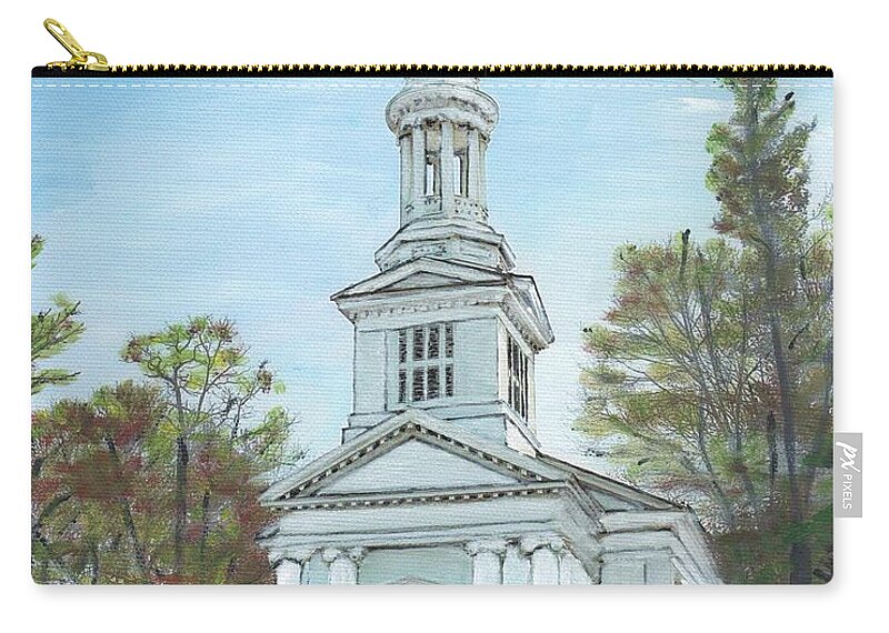 Sandwich Zip Pouch featuring the painting First Church Sandwich MA by Cliff Wilson