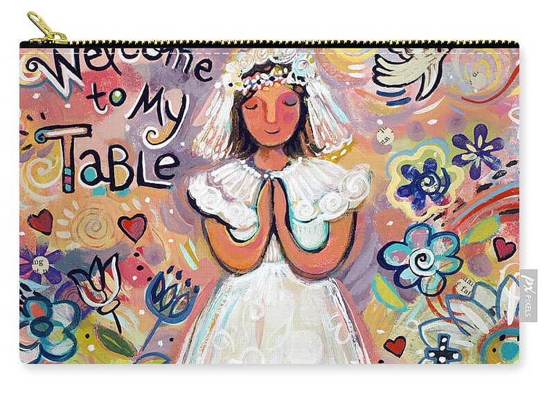 Jen Norton Zip Pouch featuring the painting First Communion Girl by Jen Norton