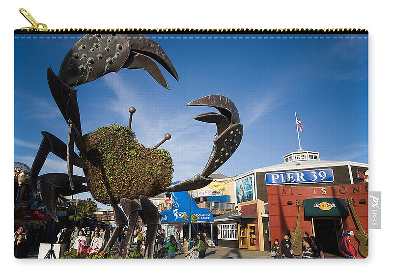 Giant Crab Zip Pouch featuring the photograph Fishermans Wharf Crab by David Smith